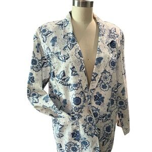 Vintage Gotcha Covered Blue Floral Print Blazer Jacket Women’s Medium - USA Made